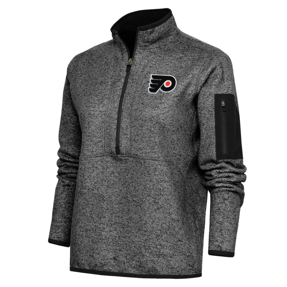 Philadelphia Flyers - Antigua Women's Team Logo Fortune Quarter-Zip Jacket Heather Black