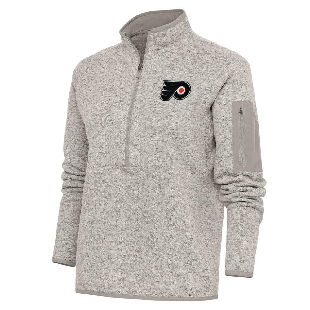 Philadelphia Flyers - Antigua Women's Team Logo Fortune Quarter-Zip Jacket Oatmeal