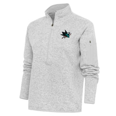 San Jose Sharks - Antigua Women's Team Logo Fortune Quarter-Zip Jacket Heather Gray