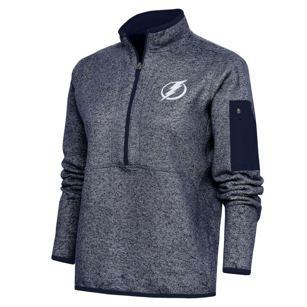 Tampa Bay Lightning - Antigua Women's Team Logo Fortune Quarter-Zip Jacket Heather Navy