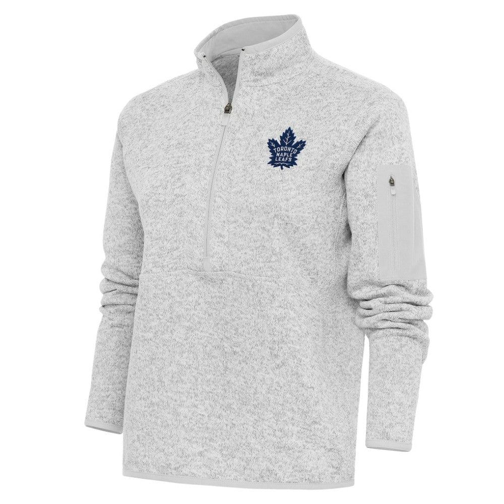 Toronto Maple Leafs - Antigua Women's Team Logo Fortune Quarter-Zip Jacket Heather Gray