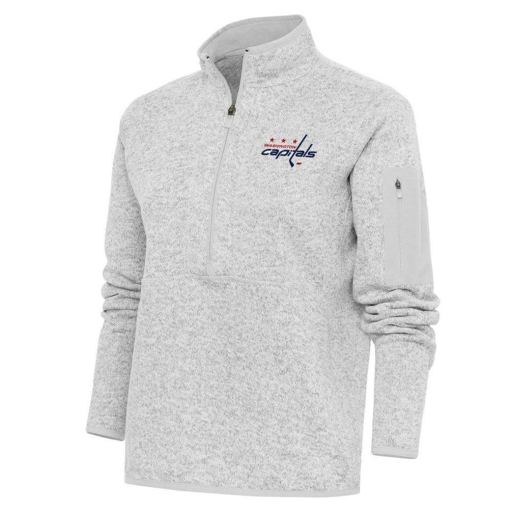 Washington Capitals Antigua Women's Team Logo Fortune Quarter-Zip Jacket Heather Gray
