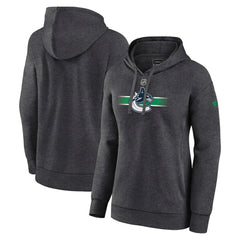 Vancouver Canucks - Fanatics Women's Authentic Pro Core Secondary Fleece Pullover Hoodie Heather Charcoal