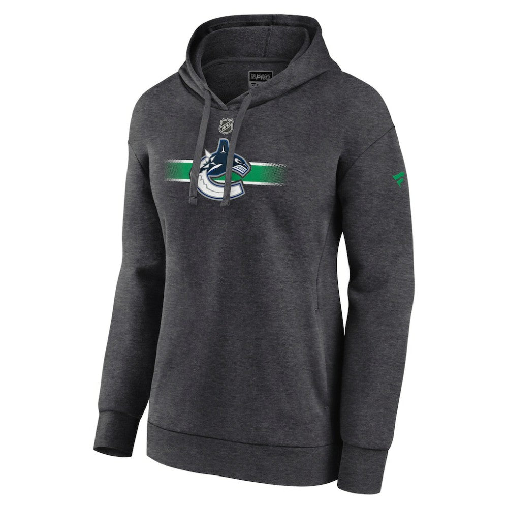 Vancouver Canucks - Fanatics Women's Authentic Pro Core Secondary Fleece Pullover Hoodie Heather Charcoal