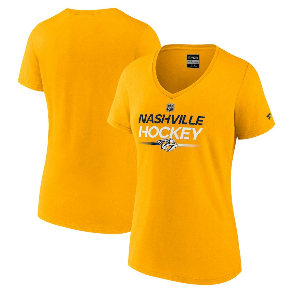 Nashville Predators - Fanatics Women's Authentic Pro Primary V-Neck T-Shirt Gold