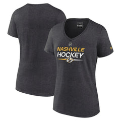 Nashville Predators - Fanatics Women's Authentic Pro Primary V-Neck T-Shirt Heather Charcoal