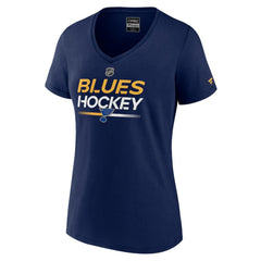 St. Louis Blues - Fanatics Women's Authentic Pro V-Neck T-Shirt Navy