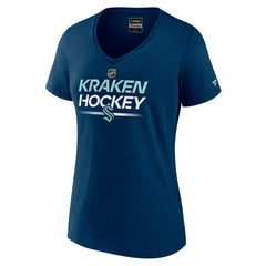Seattle Kraken Fanatics Women's Authentic Pro V-Neck T-Shirt Deep Sea Blue
