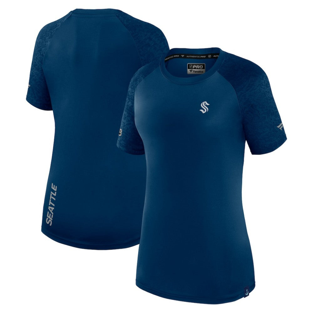 Seattle Kraken Fanatics Women's Authentic Pro Tech T-Shirt Deep Sea Blue