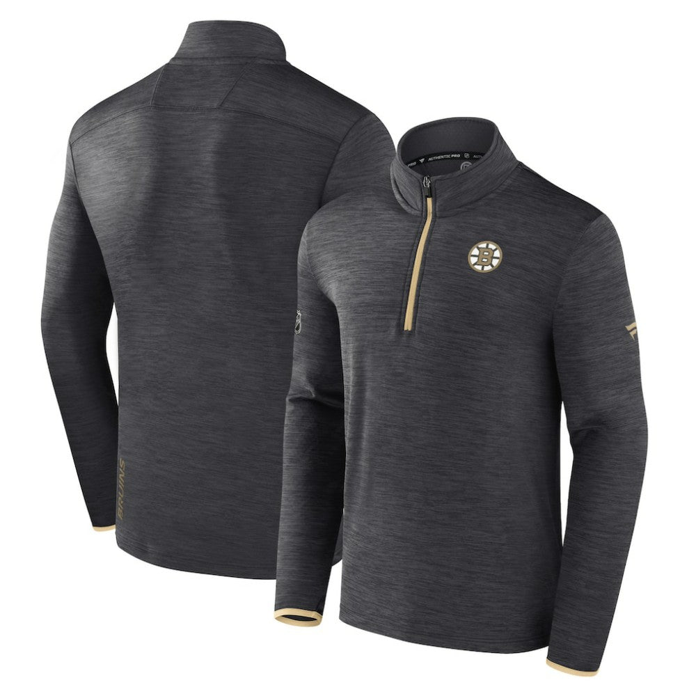 Boston Bruins Fanatics Authentic Pro Quarter-Zip Pullover Top Heather Charcoal