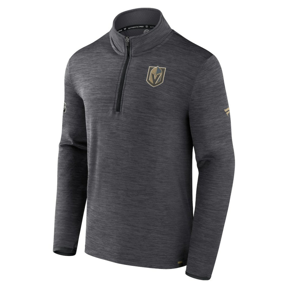 Vegas Golden Knights Fanatics Authentic Pro Quarter-Zip Pullover Top Heather Charcoal