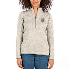 USWNT Antigua Women's Fortune Half-Zip Pullover Jacket - Oatmeal