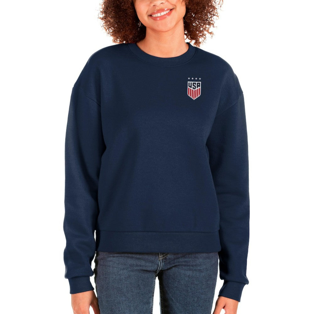 USWNT Antigua Women's Victory Crewneck Pullover Sweatshirt - Navy