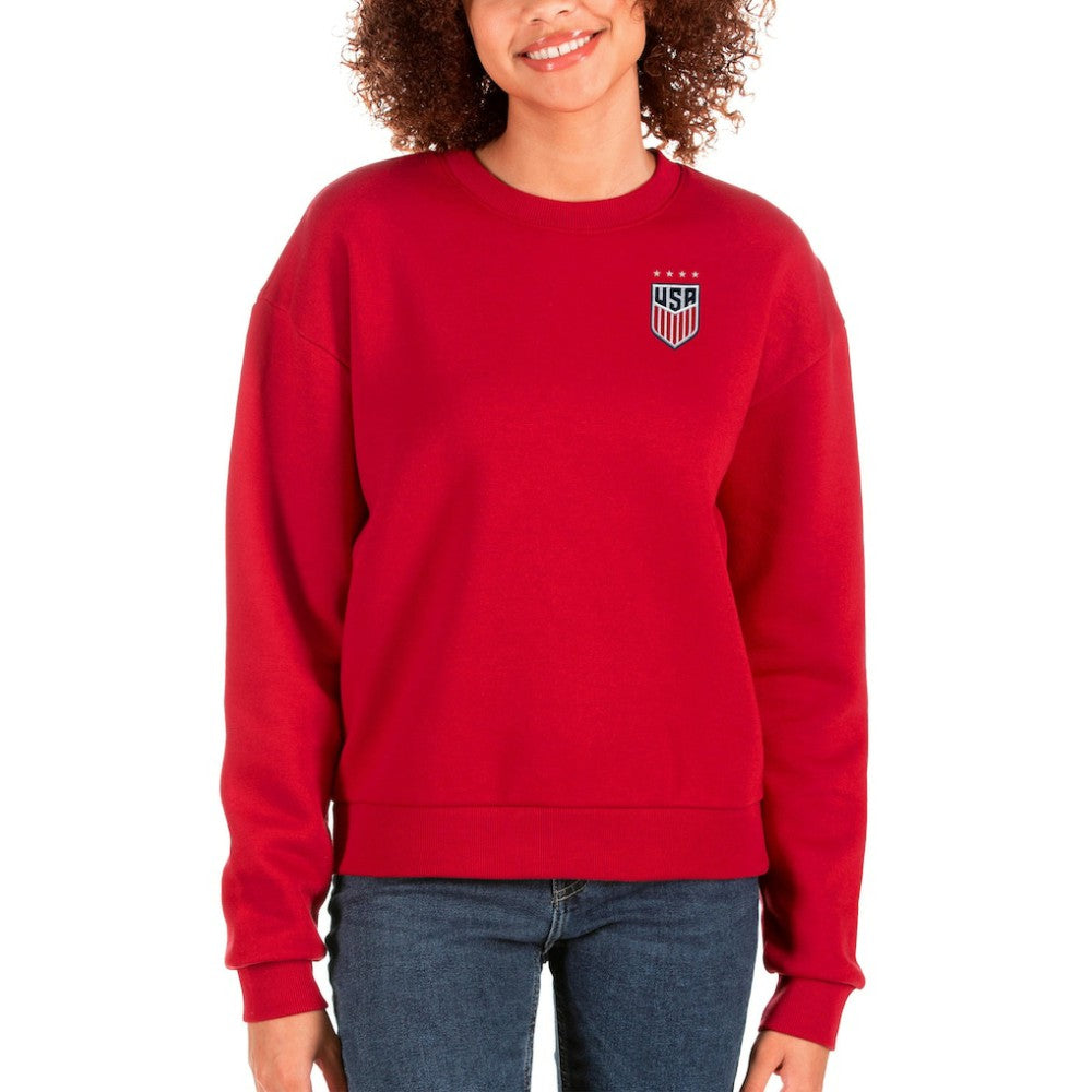 USWNT Antigua Women's Victory Crewneck Pullover Sweatshirt - Red