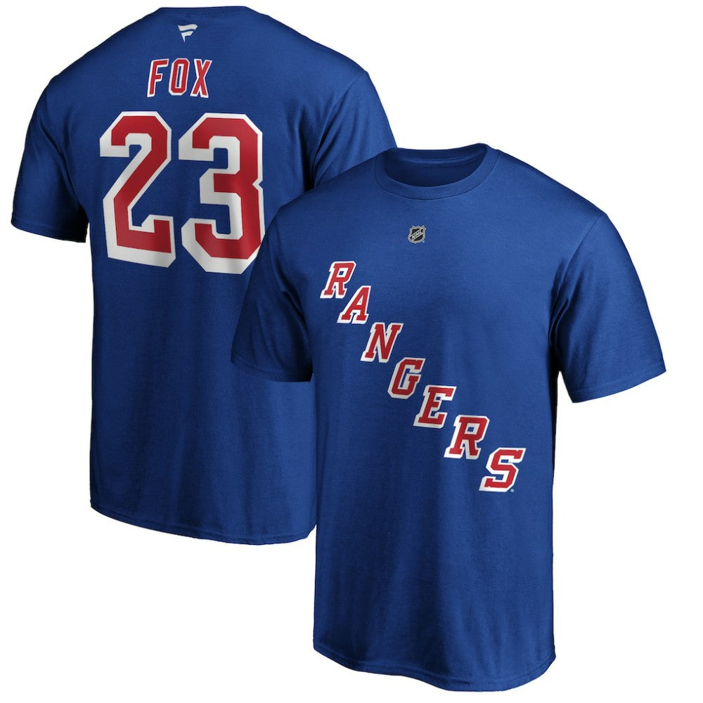 Adam Fox New York Rangers Fanatics Authentic Stack Name & Number T-Shirt Blue