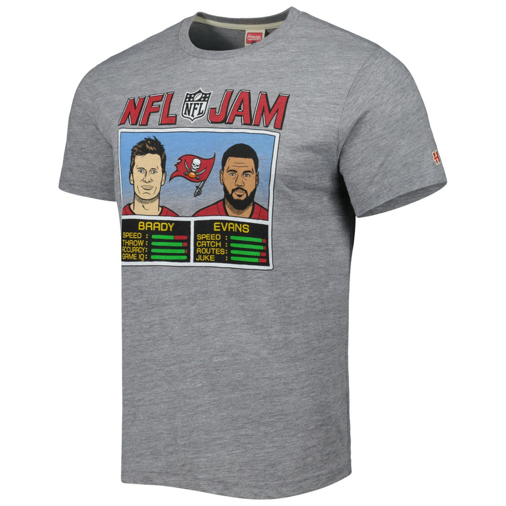 Tom Brady & Mike Evans Tampa Bay Buccaneers Homage Unisex NFL Jam Tri-Blend T-Shirt Heather Gray - NFL