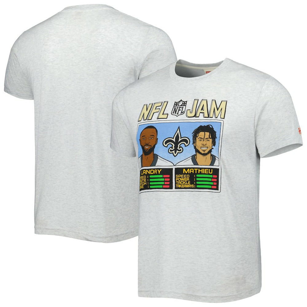 Jarvis Landry & Tyrann Mathieu New Orleans Saints Homage Unisex NFL Jam Tri-Blend T-Shirt Heather Gray - NFL