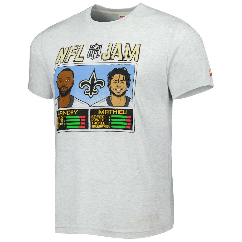 Jarvis Landry & Tyrann Mathieu New Orleans Saints Homage Unisex NFL Jam Tri-Blend T-Shirt Heather Gray - NFL