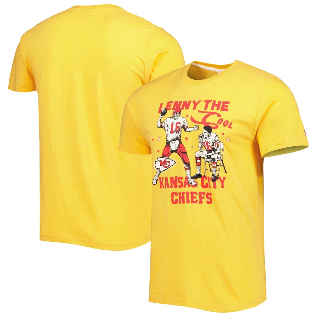 Len Dawson Kansas City Chiefs Homage Unisex Caricature Retired Player Tri-Blend T-Shirt Gold - NFL
