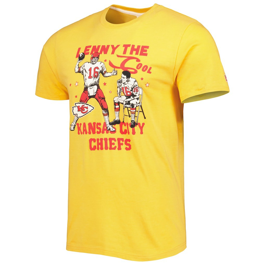 Len Dawson Kansas City Chiefs Homage Unisex Caricature Retired Player Tri-Blend T-Shirt Gold - NFL