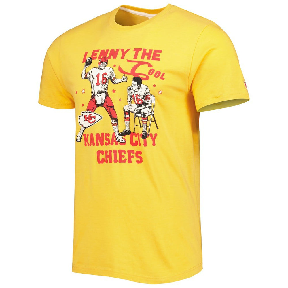 Len Dawson Kansas City Chiefs Homage Unisex Caricature Retired Player Tri-Blend T-Shirt Gold - NFL