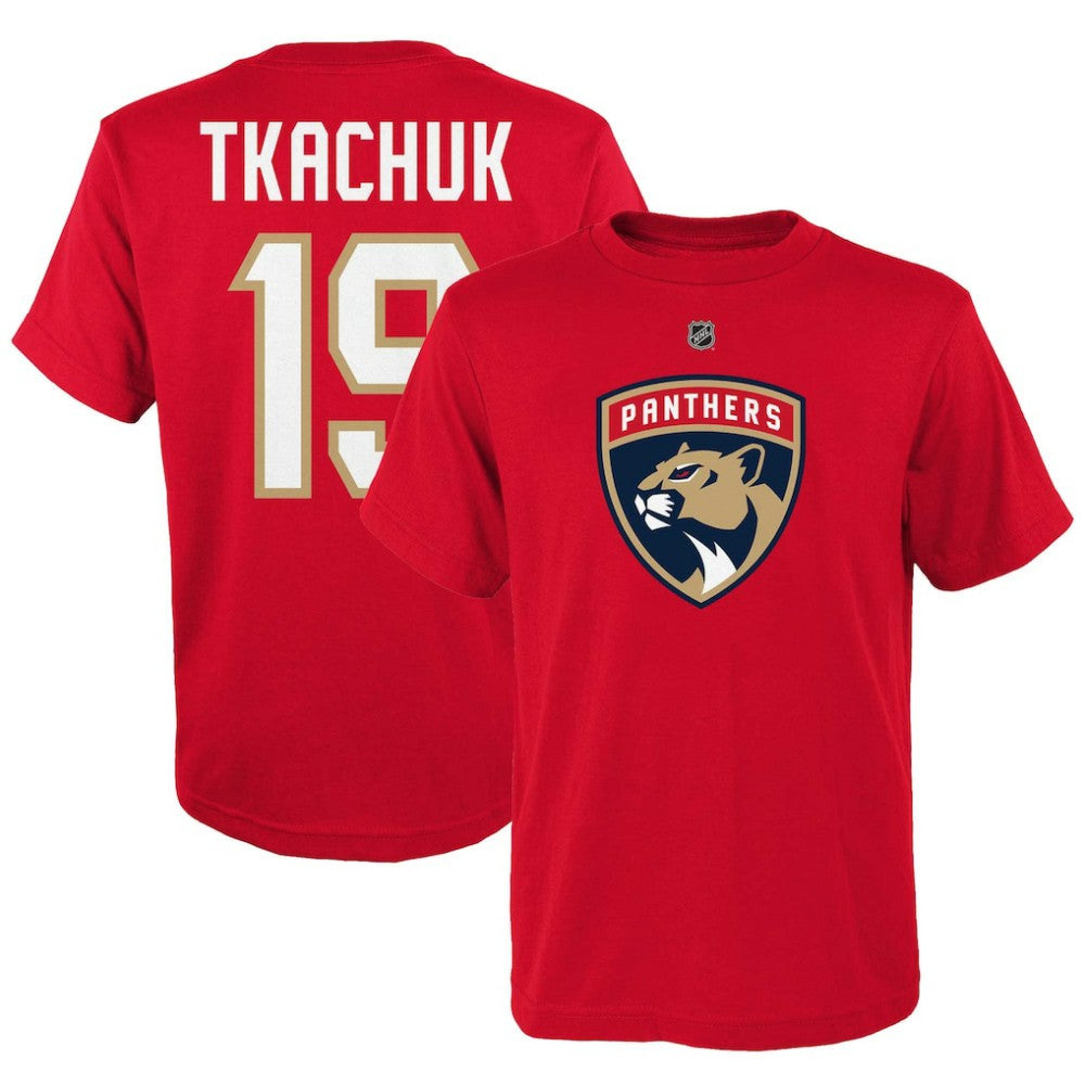 Matthew Tkachuk Florida Panthers - Youth Player Name & Number T-Shirt Red