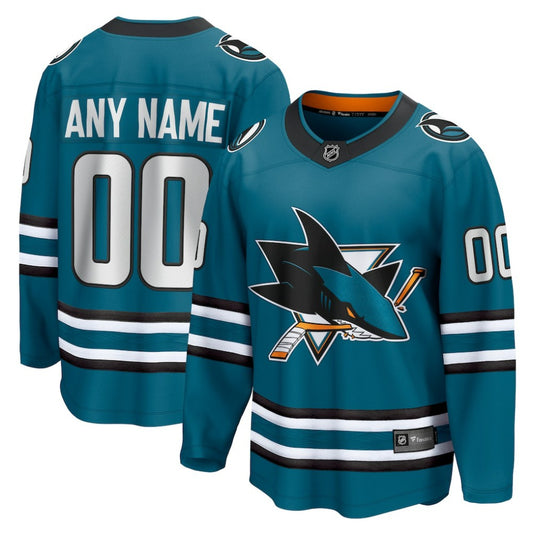 San Jose Sharks Fanatics Home Breakaway Custom Jersey - Teal | NHL Jerseys