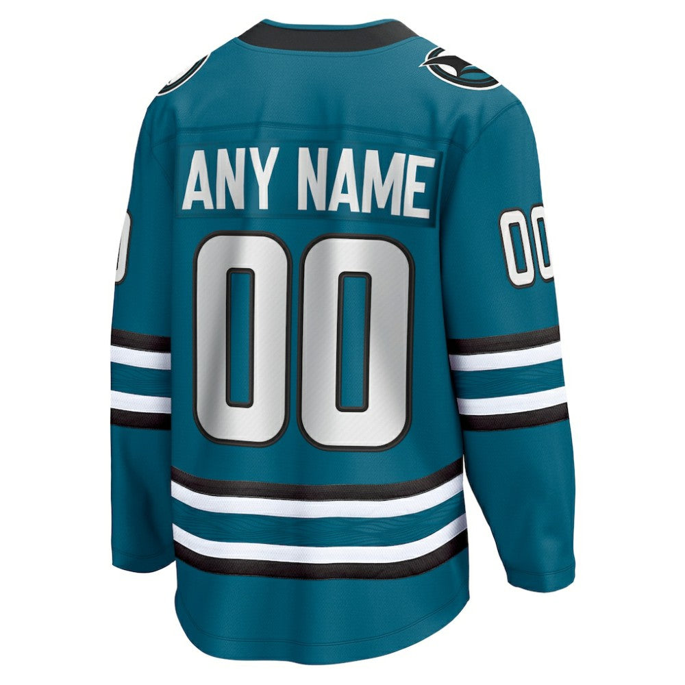 San Jose Sharks - Fanatics Home Breakaway Custom Jersey Teal