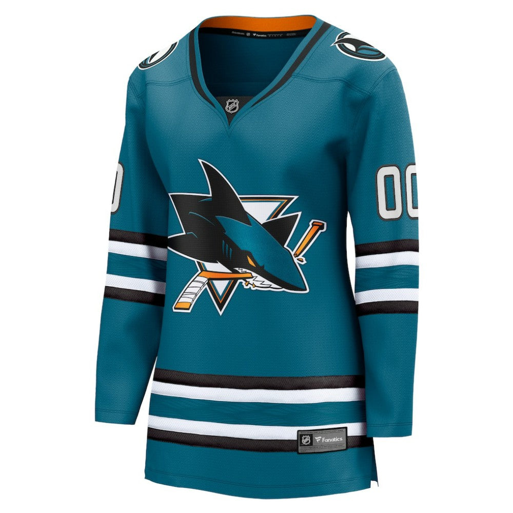 San Jose Sharks Fanatics Women's Home Breakaway Custom Jersey - Teal | NHL Jerseys