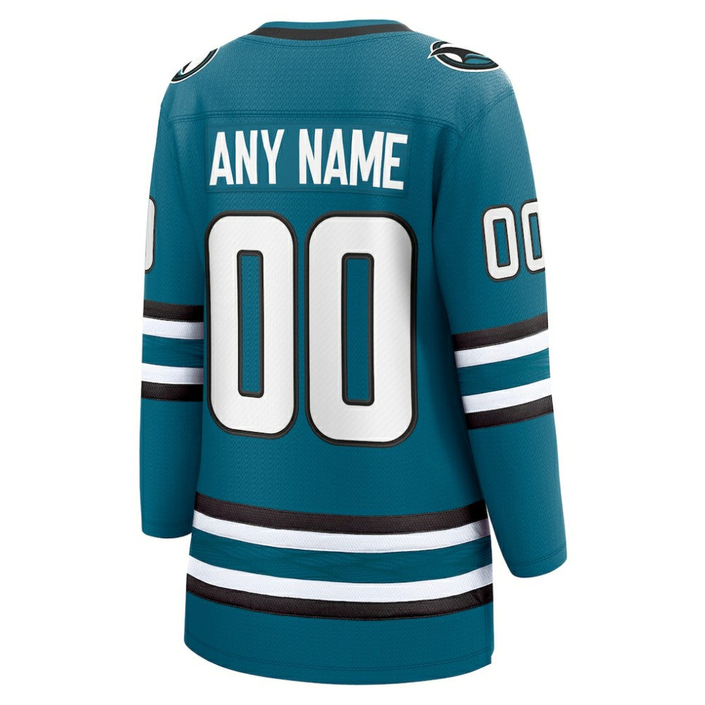 San Jose Sharks Fanatics Women's Home Breakaway Custom Jersey - Teal | NHL Jerseys