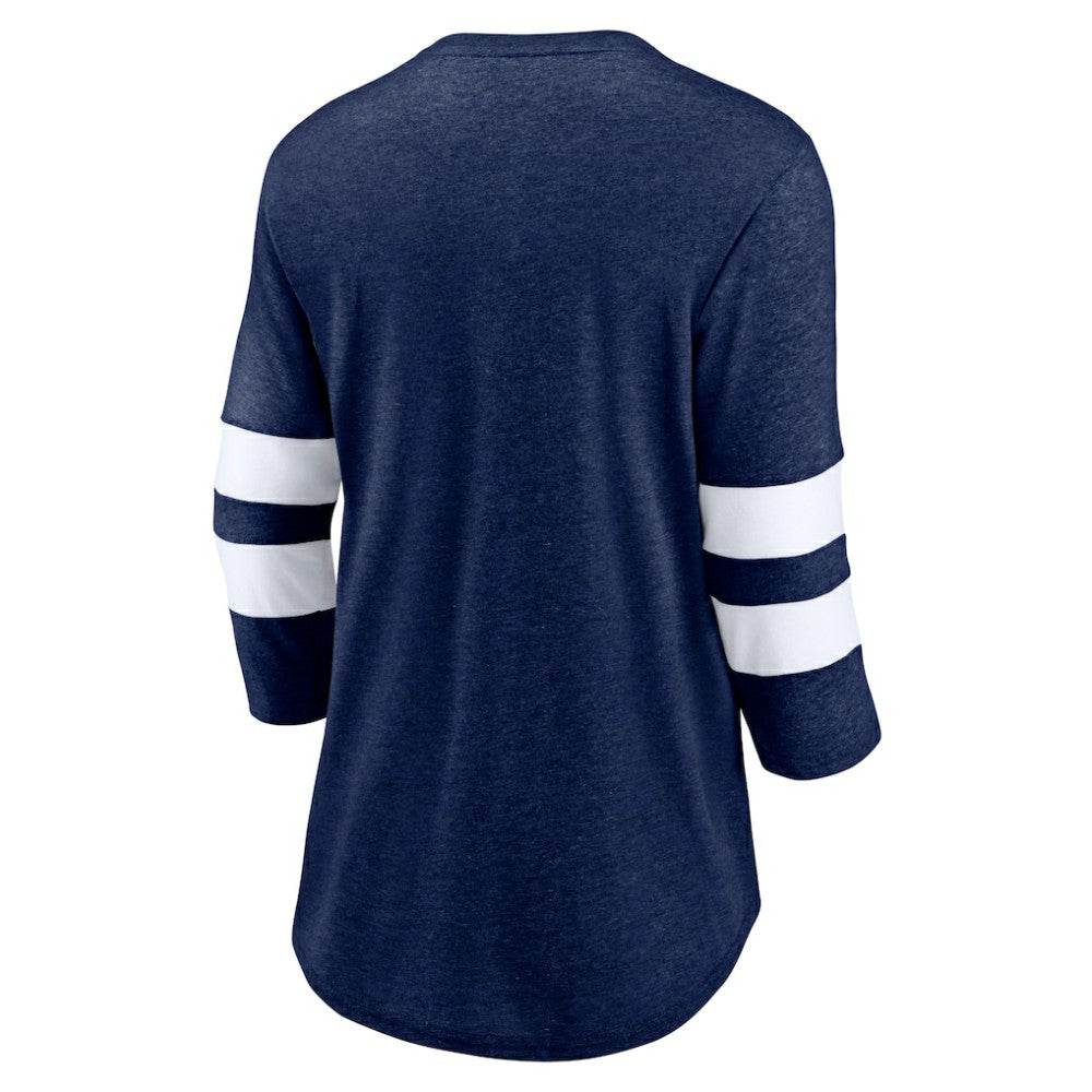 Seattle Kraken Fanatics Women's Special Edition 2.0 Barn Burner 3/4 Sleeve T-Shirt Heather Deep Sea Blue