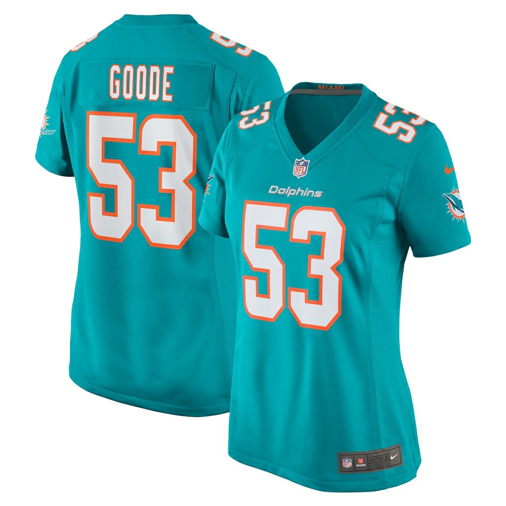 Cameron Goode Miami Dolphins Women's Game Player Jersey Aqua - Nike