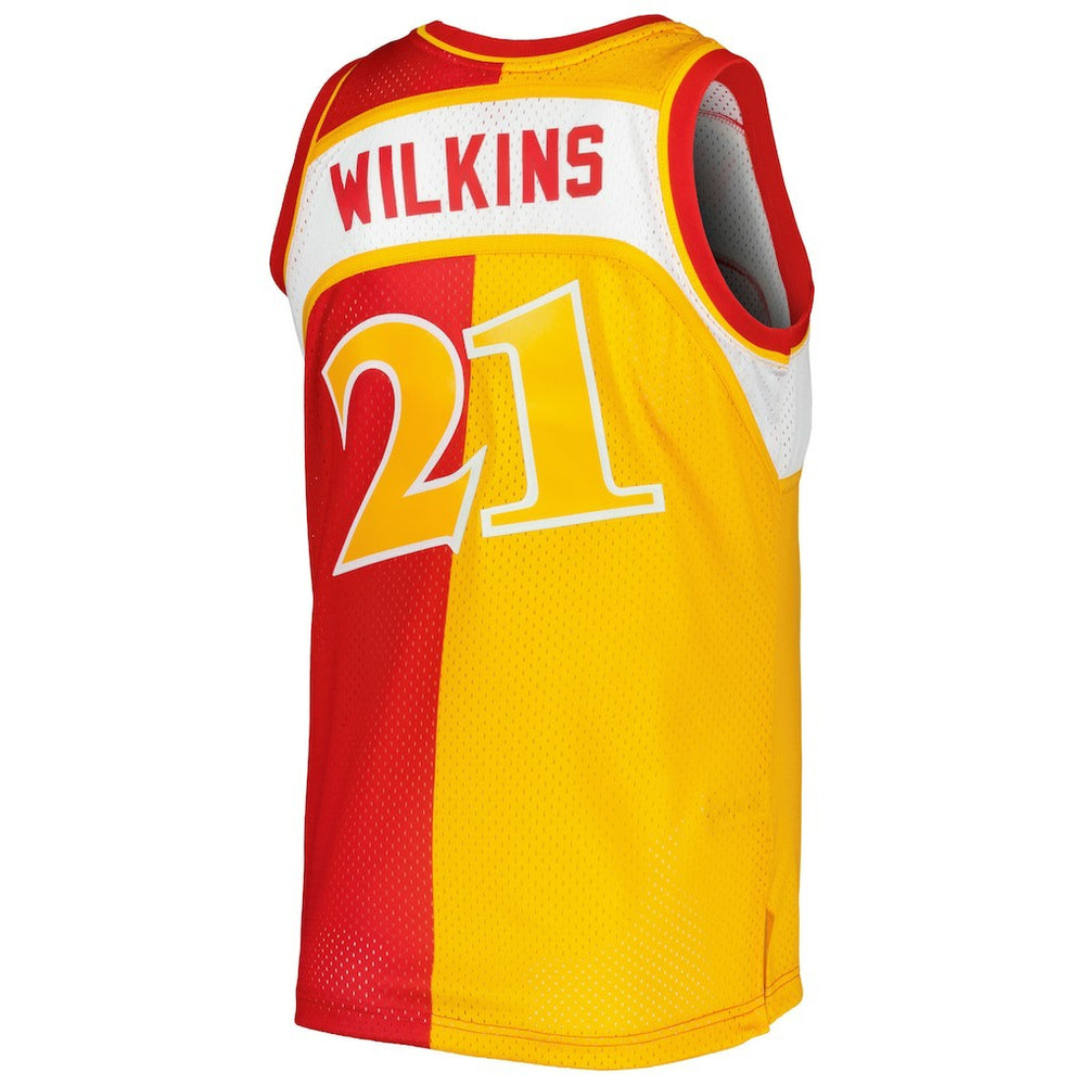 Mitchell & Ness - Dominique Wilkins Atlanta Hawks Hardwood Classics 1986/87 Split Swingman Jersey - Yellow/Red