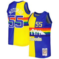 Mitchell & Ness - Dikembe Mutombo Denver Nuggets Hardwood Classics 1991/92 Split Swingman Jersey - Royal/Gold