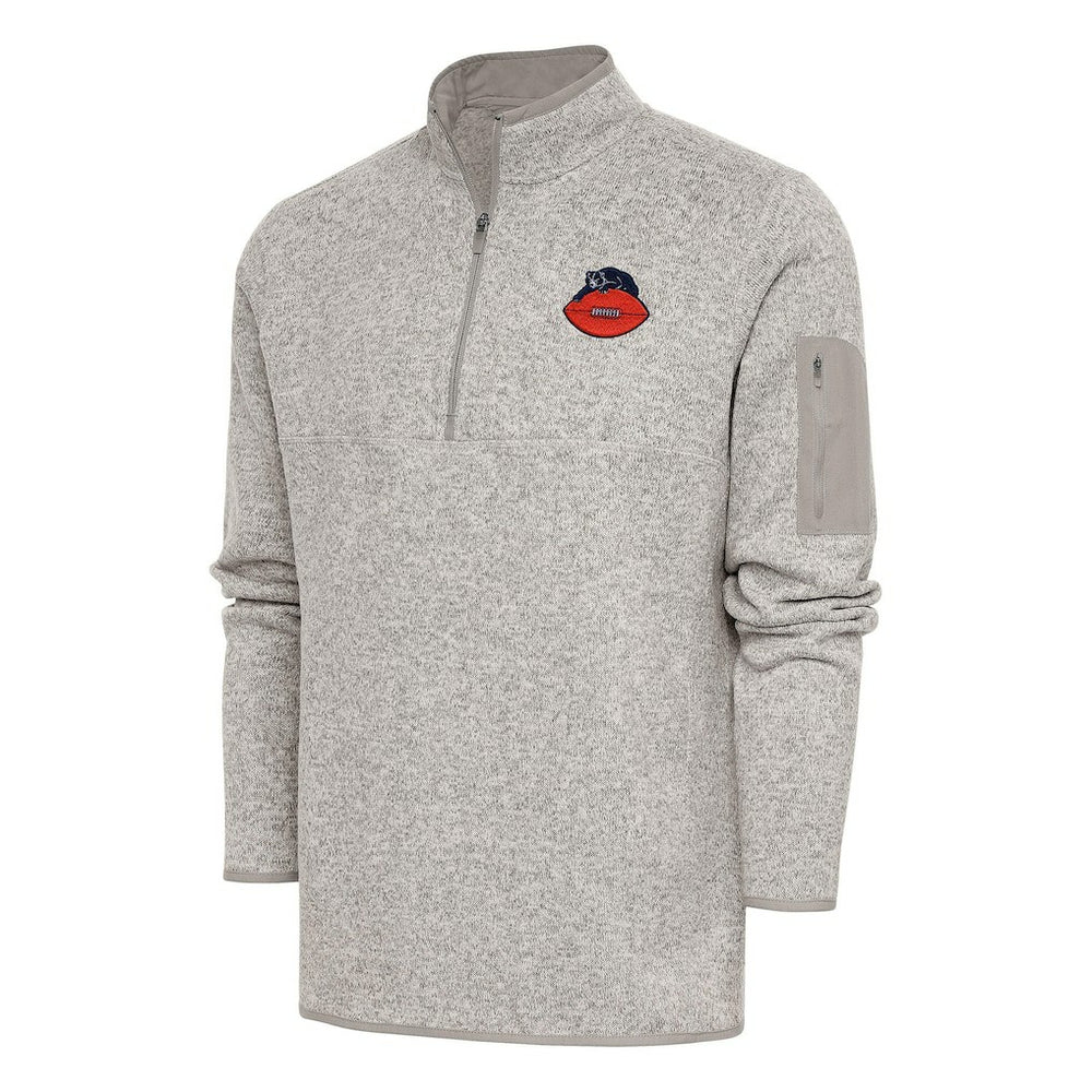 Chicago Bears Antigua Throwback Fortune Quarter-Zip Pullover Jacket Oatmeal - NFL