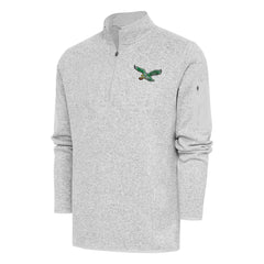 Philadelphia Eagles Antigua Throwback Fortune Quarter-Zip Pullover Jacket Heather Gray - NFL