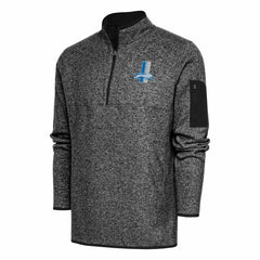 Detroit Lions Antigua Throwback Fortune Quarter-Zip Pullover Jacket Heather Black - NFL