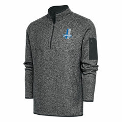 Detroit Lions Antigua Throwback Fortune Quarter-Zip Pullover Jacket Heather Charcoal - NFL