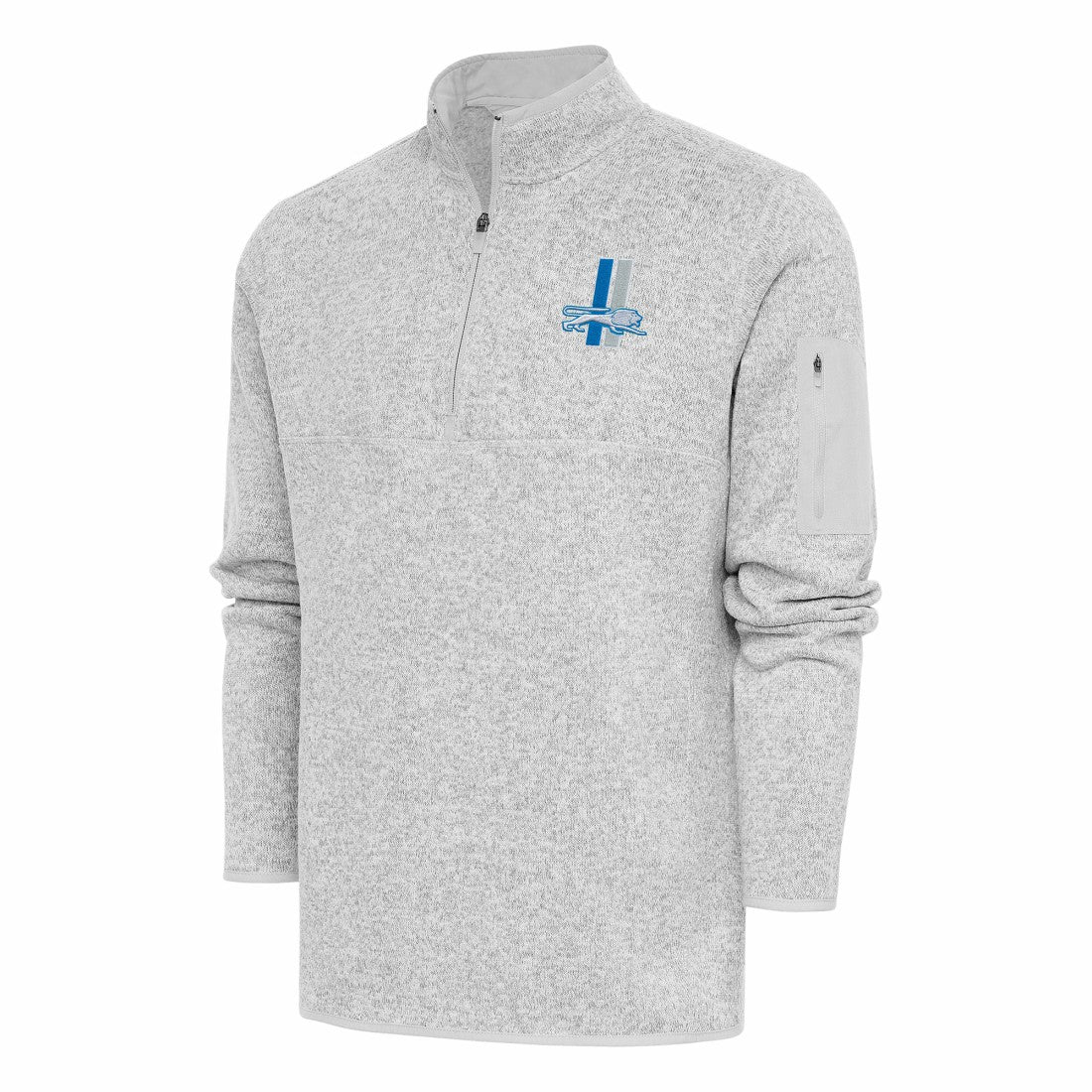 Detroit Lions Antigua Throwback Fortune Quarter-Zip Pullover Jacket Heather Gray - NFL