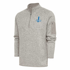 Detroit Lions Antigua Throwback Fortune Quarter-Zip Pullover Jacket Oatmeal - NFL