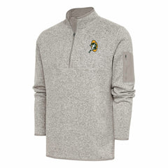 Green Bay Packers Antigua Throwback Fortune Quarter-Zip Pullover Jacket Oatmeal - NFL