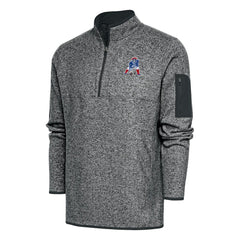 New England Patriots Antigua Throwback Fortune Quarter-Zip Pullover Jacket Heather Charcoal - NFL