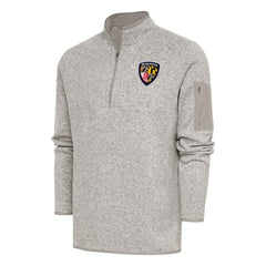Baltimore Ravens Antigua Throwback Fortune Quarter-Zip Pullover Jacket Oatmeal - NFL