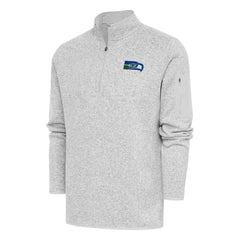 Seattle Seahawks Antigua Throwback Fortune Quarter-Zip Pullover Jacket Heather Gray - NFL