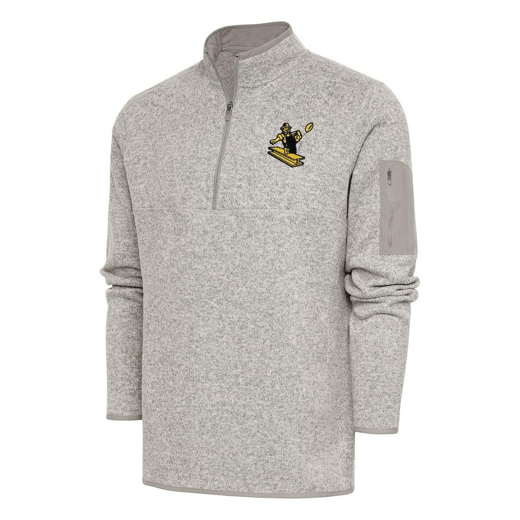 Pittsburgh Steelers Antigua Throwback Fortune Quarter-Zip Pullover Jacket Oatmeal - NFL