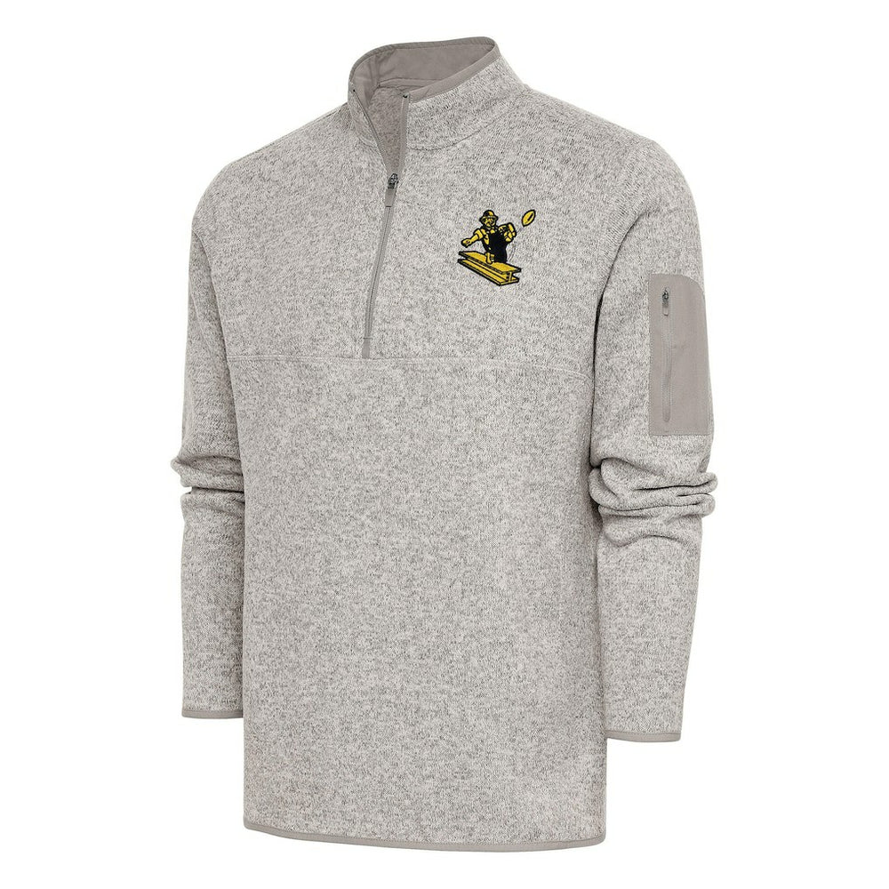 Pittsburgh Steelers Antigua Throwback Fortune Quarter-Zip Pullover Jacket Oatmeal - NFL
