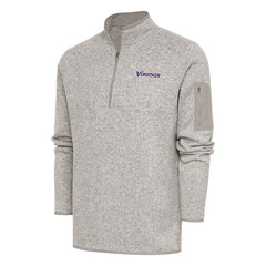 Minnesota Vikings Antigua Throwback Fortune Quarter-Zip Pullover Jacket Oatmeal - NFL