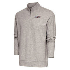 Cincinnati Bengals Antigua Team Logo Throwback Gambit Quarter-Zip Pullover Top Oatmeal - NFL