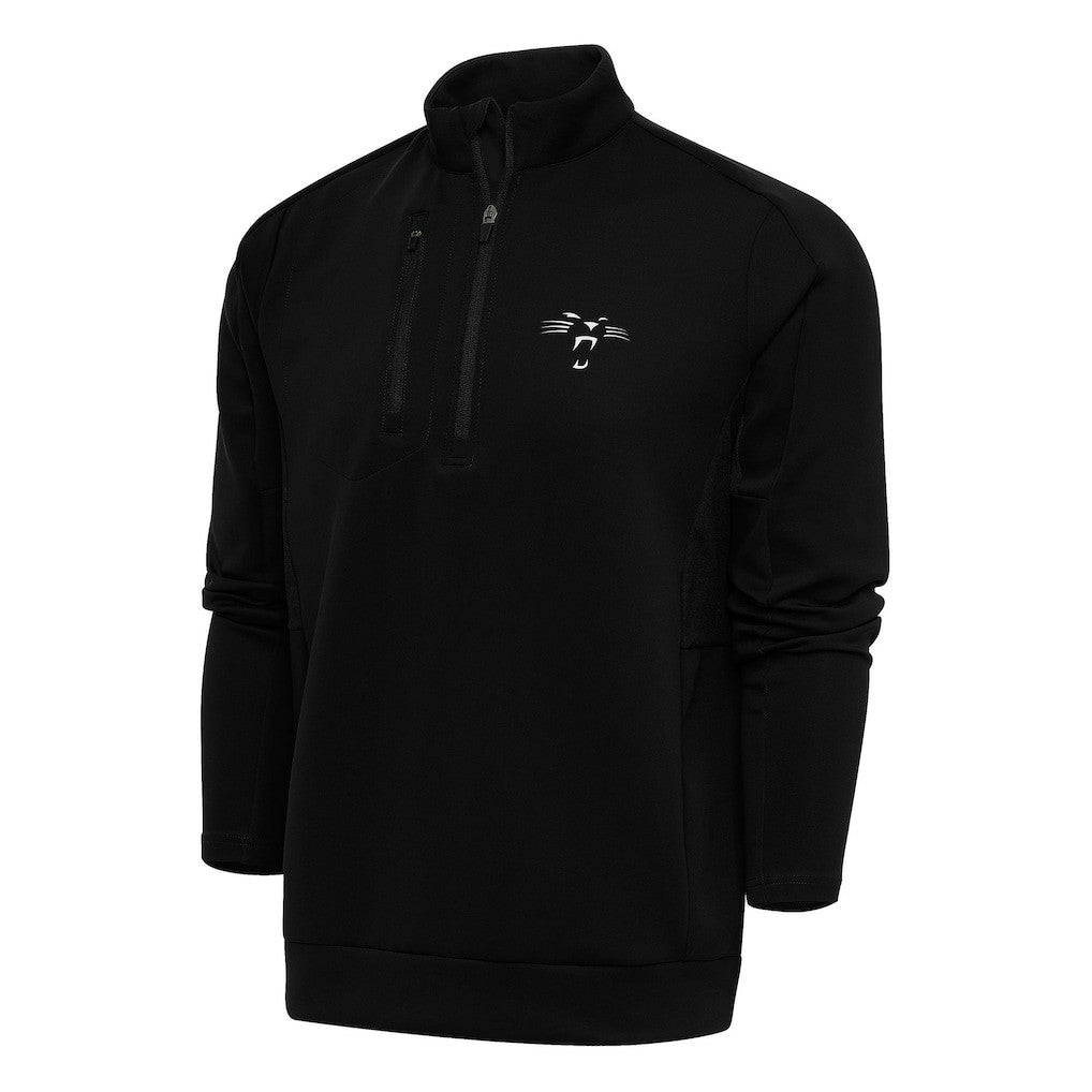 Carolina Panthers Antigua Team Logo Throwback Generation Big & Tall Quarter-Zip Pullover Top Black - NFL