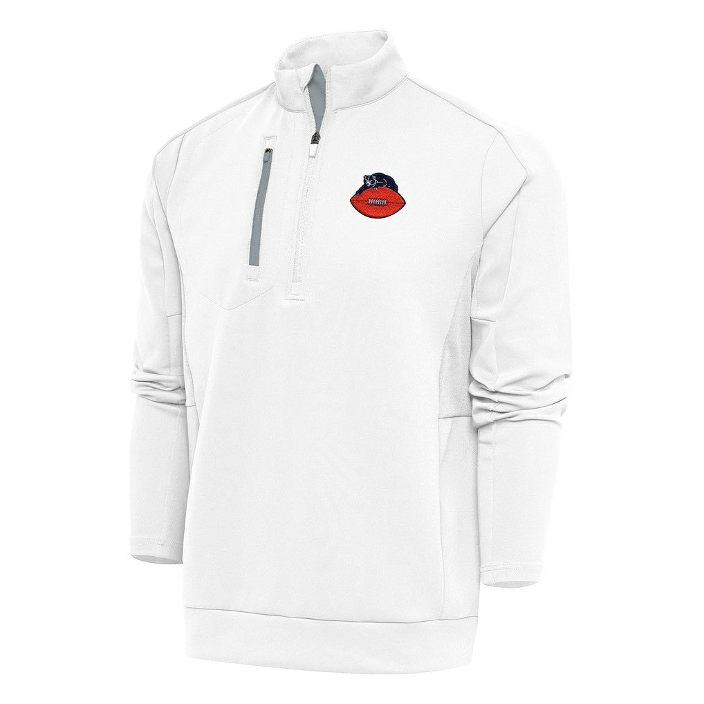 Chicago Bears Antigua Team Logo Throwback Generation Quarter-Zip Pullover Top White - NFL